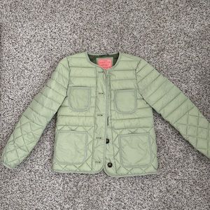 J. Crew Light Green Puffer Jacket